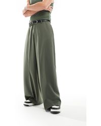 ASOS - Pantaloni eleganti a fondo super ampio verdi - Lyst