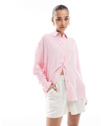 Bershka - Oversized Linen Shirt - Lyst