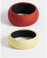 Reclaimed Vintage - Fabric Stripe And Polka Dot Bangle 2 Pack - Lyst