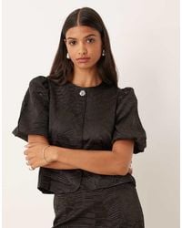 Y.A.S - Puff Sleeve Jacquard Top - Lyst