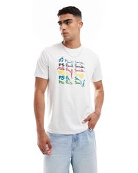 PS by Paul Smith - Camiseta blanca con logo multicolor estampado - Lyst
