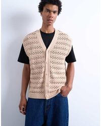 TOPMAN - Relaxed Fit Button Through Knitted Tank - Lyst
