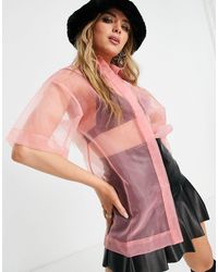 House of Holland Organza Sheer Boxy Shirt - Pink