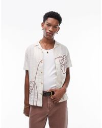 TOPMAN - Short Sleeve Embroidered Floral Shirt - Lyst