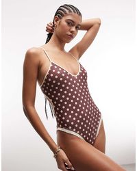Daisy Street - Cross Back Swimsuit With Broderie Edging - Lyst