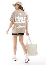 ASOS 4505 - Studio Oversized Heavyweight Health Back Print T-shirt Latte - Lyst