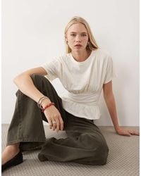 Miss Selfridge - Gathered Peplum Hem Top With Waistband-white - Lyst