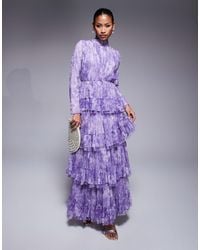 Beauut - Maryisa - robe longue à fleurs et volants avec manches longues - Lyst