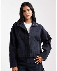 ASOS - Denim Jack Met Opstaande Boord - Lyst