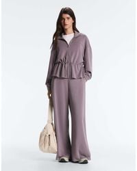 Oysho - Soft-touch Wide-leg Trousers With Side Pleat And Modal - Lyst