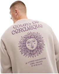 SELECTED - Crew Neck Sweat With Sun Back Print - Lyst