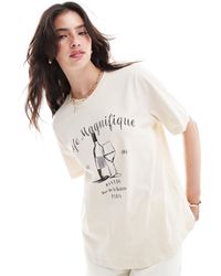ONLY - Cafe Magnifique Printed Boxy T-shirt - Lyst