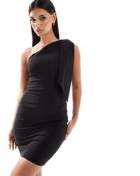 Vesper - One Shoulder Scarf Detail Bodycon Mini Dress - Lyst