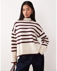 Vila - High Neck Stripe Jumper - Lyst