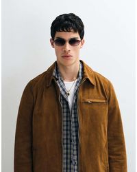 AllSaints - Ashwood Zip Through Suede Leather Jacket - Lyst
