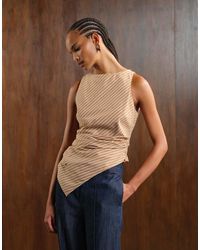 Mango - Top Senza Maniche A Righe Con Fondo Asimmetrico - Lyst
