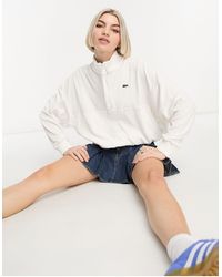 Lacoste - Cropped Oversized Fit Terry Towelling Sweatshirt - Lyst