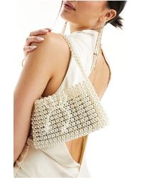 True Decadence - Bridal Pearl Shoulder Bag With Bow Detail - Lyst