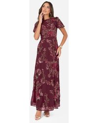 Maya - Floral Embellished Short Sleeve Open Back Maxi Dress - Lyst