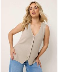 Yours Clothing - Knitted Waistcoat - Lyst