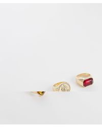 Reclaimed Vintage - Confezione Da 3 Anelli Con Sigillo Dorati - Lyst