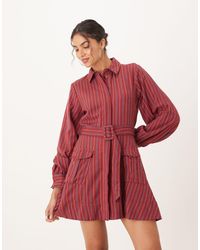 ASOS - Mini Shirt Dress With Belt - Lyst