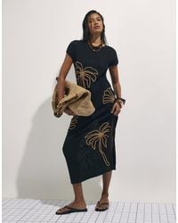 River Island - Knit Beaded Midi Beach Dress - Lyst