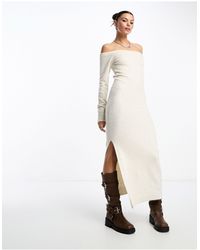 Weekday - Wool Blend Off Shoulder Midaxi Knitted Jumper Dress - Lyst
