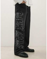 Bershka - Baggy Jeans With Star Patches - Lyst