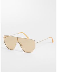 ASOS - Metal Frame Aviator Sunglasses With Light Lens - Lyst