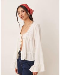 ASOS - Blouse bohème en coton avec bordures en dentelle - écru - Lyst