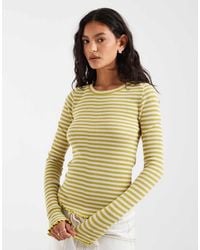 Free People - Easy Does It T-Shirt A Maniche Lunghe A Righe - Lyst