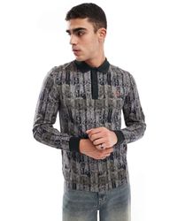 Fred Perry - Camicia Stile Polo A Maniche Lunghe Con Stampa Foresta Mimetica - Lyst