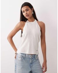 Calvin Klein - Linen Blend Backless Halter Top - Lyst