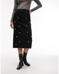 ARKET - Gonna Midi Di Jeans Nera Con Borchie - Lyst