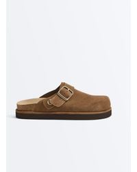 Oysho - Split-leather Buckled Mules - Lyst