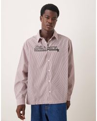 ASOS - Chemise oversize à carreaux avec imprimé sur le devant - bordeaux - Lyst