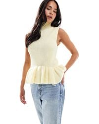 Vero Moda - Rib Knitted Peplum Hem Sleeveless Top - Lyst
