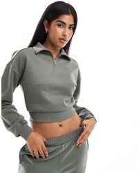 Miss Selfridge - Half Zip Crop Sweatshirt - Lyst