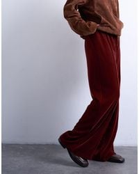 TOPSHOP - Velvet Mid Rise Tie Waist Wide Leg jogger - Lyst