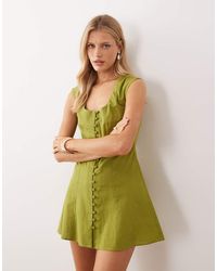 ASOS - Square Neck Button Down Mini Sundress - Lyst