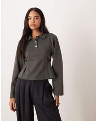 ASOS - Interlock Cinch Waist Long Sleeve Top - Lyst