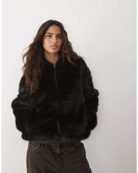 ASOS - Zip Through Faux Fur Bomber Jacket - Lyst