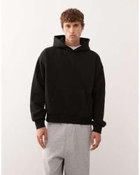 Weekday - Sudadera Negra De Corte Cuadrado Extragrande Con Capucha De Punto Grueso De - Lyst
