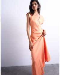 TOPSHOP - – seitlich gerafftes maxikleid aus satin - Lyst