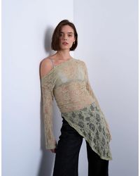 TOPSHOP - – langärmliges, schulterfreies spitzenoberteil - Lyst