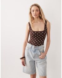 Miss Selfridge - Polka Dot Picot Trim Bodysuit - Lyst
