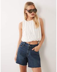 Abercrombie & Fitch - Curve Love Loose Denim Shorts With Frayed Hem - Lyst