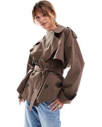 ASOS - Oversized Short Trench Coat With Belt - Lyst
