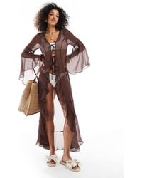 Miss Selfridge - Beach Chiffon Maxi Kimono Cover Up - Lyst